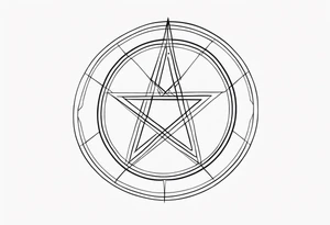 Pentagram geometric cyber tattoo idea