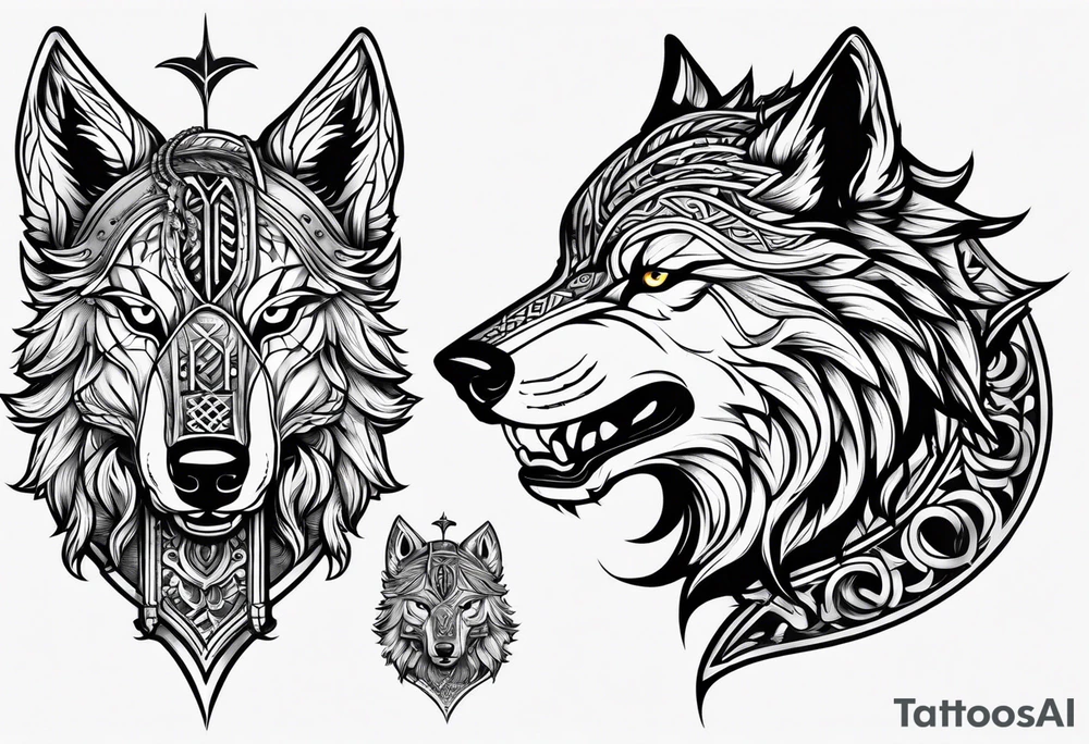 Viking wolf tattoo idea