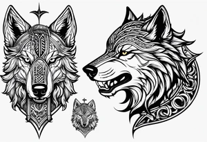 Viking wolf tattoo idea