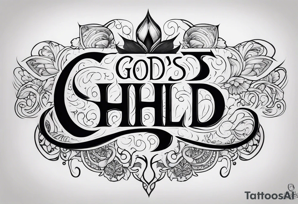 Lettering gods child tattoo idea