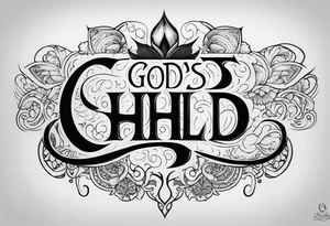 Lettering gods child tattoo idea