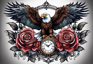 eagle, rose, clock , love tattoo idea