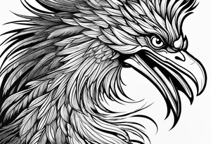 asian elegant long feathered phoenix
with a long neck, with short wings tattoo idea