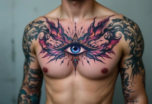 The Third Eye (Ajna Chakra) – A mystical eye on the forehead symbolizing higher consciousness, often in violet or indigo tones. tattoo idea