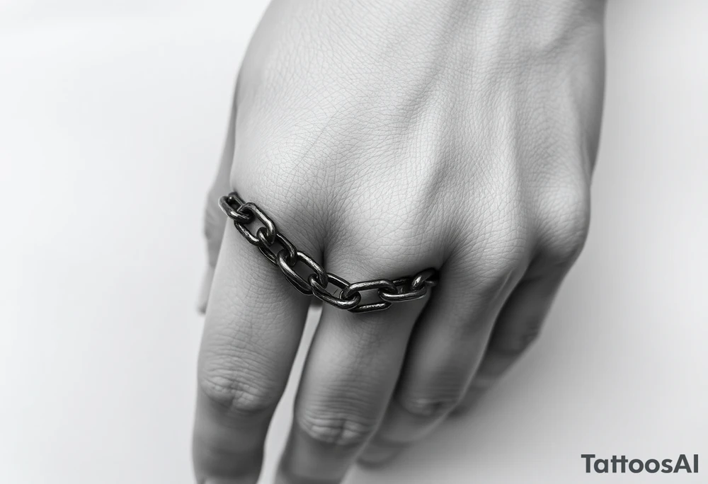 Chains wrapped on pointer finger and connected to thumb from my wrist tattoo idea