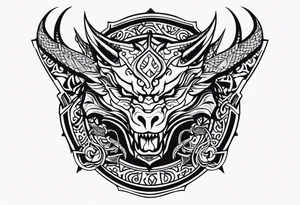 Valhalla sword shield dragon head tattoo idea