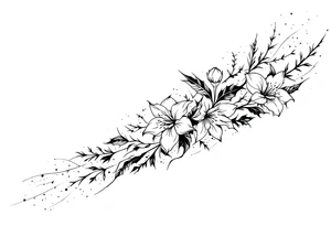 starting from a band mid-forearm, a sleeve of holly flowers and daffodils tattoo idea