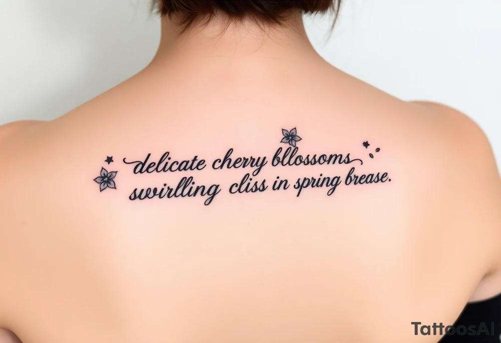delicate cherry blossoms swirling in spring breeze with petals tattoo idea