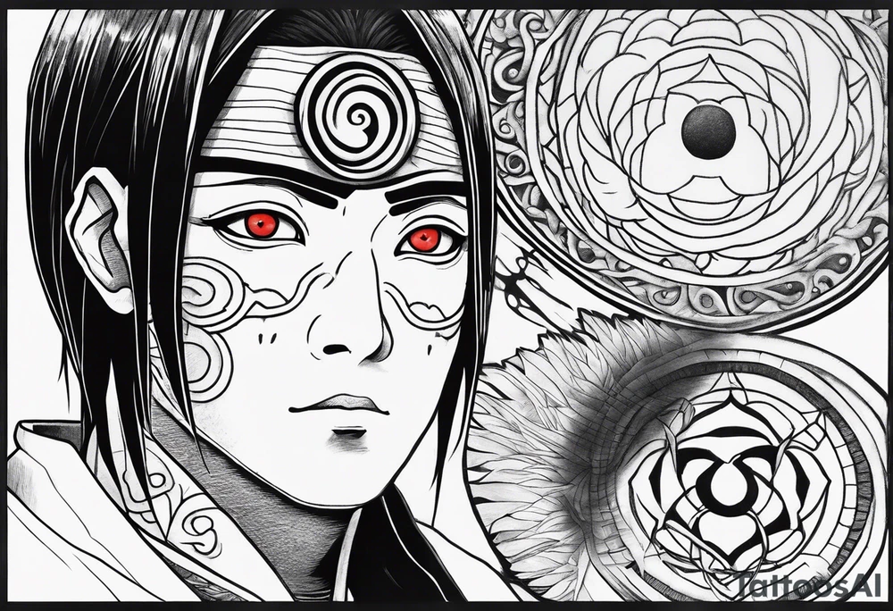 Tatto with Itachi and his mangekyou tattoo idea
