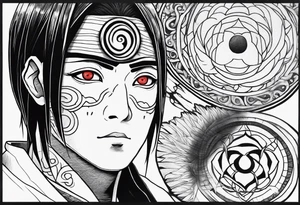 Tatto with Itachi and his mangekyou tattoo idea