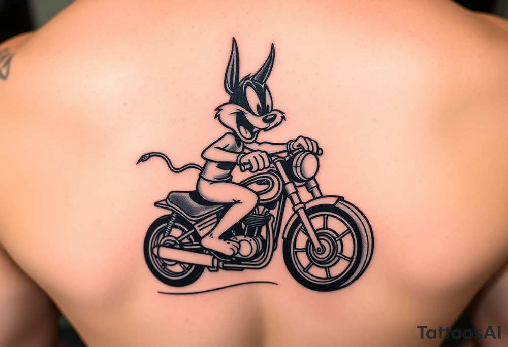 Taz looney toons character riding a motorcycle tattoo idea