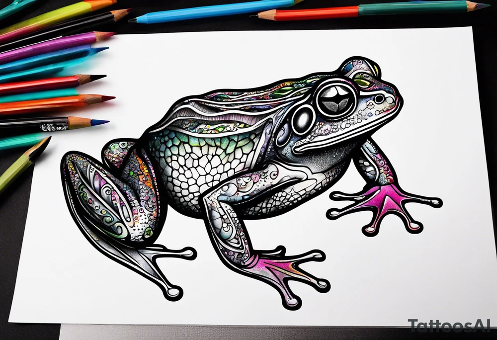 a psychedelic frog tattoo idea