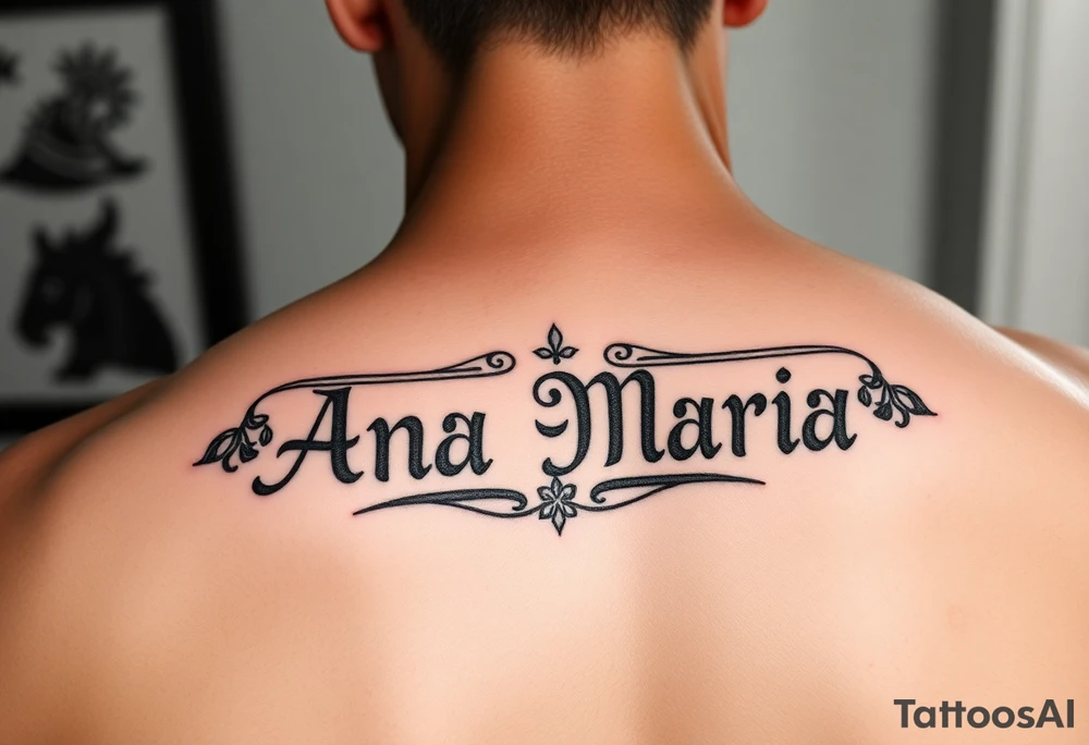 The name Ana Maria in Mayan symbols tattoo idea