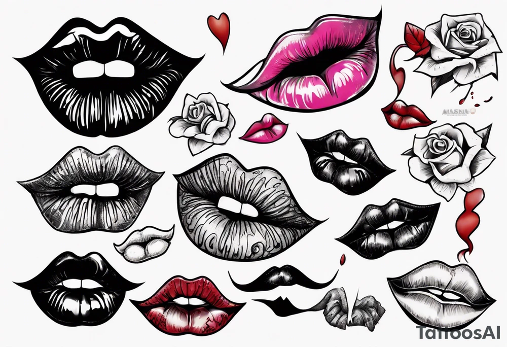 A lip print that says "Kiss my a$$" tattoo idea
