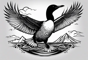 Loon wings spread tattoo idea