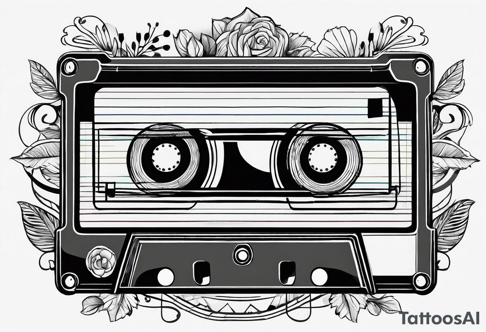 Retro cassette with notes. tattoo idea