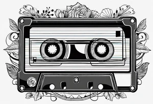 Retro cassette with notes. tattoo idea