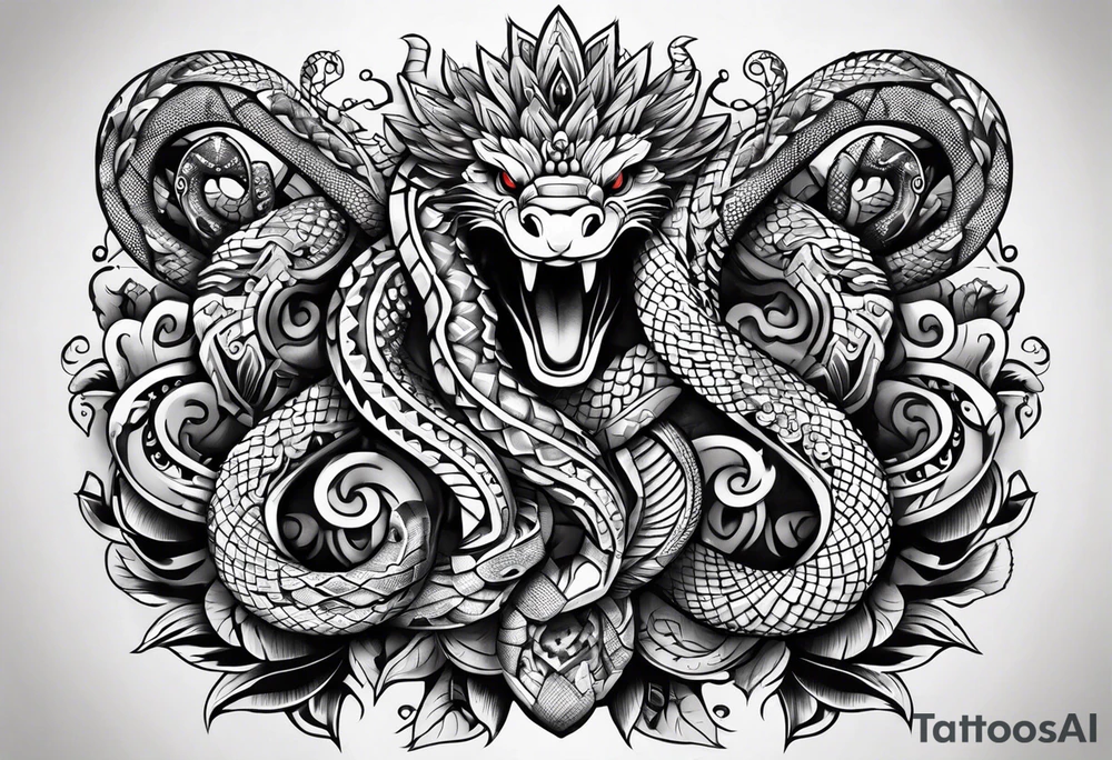 aztec snakes together tattoo idea