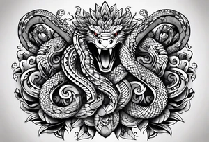 aztec snakes together tattoo idea