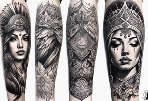 religious sleeve tattoo idea