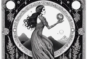 High priestess skeleton moon tarot card tattoo idea
