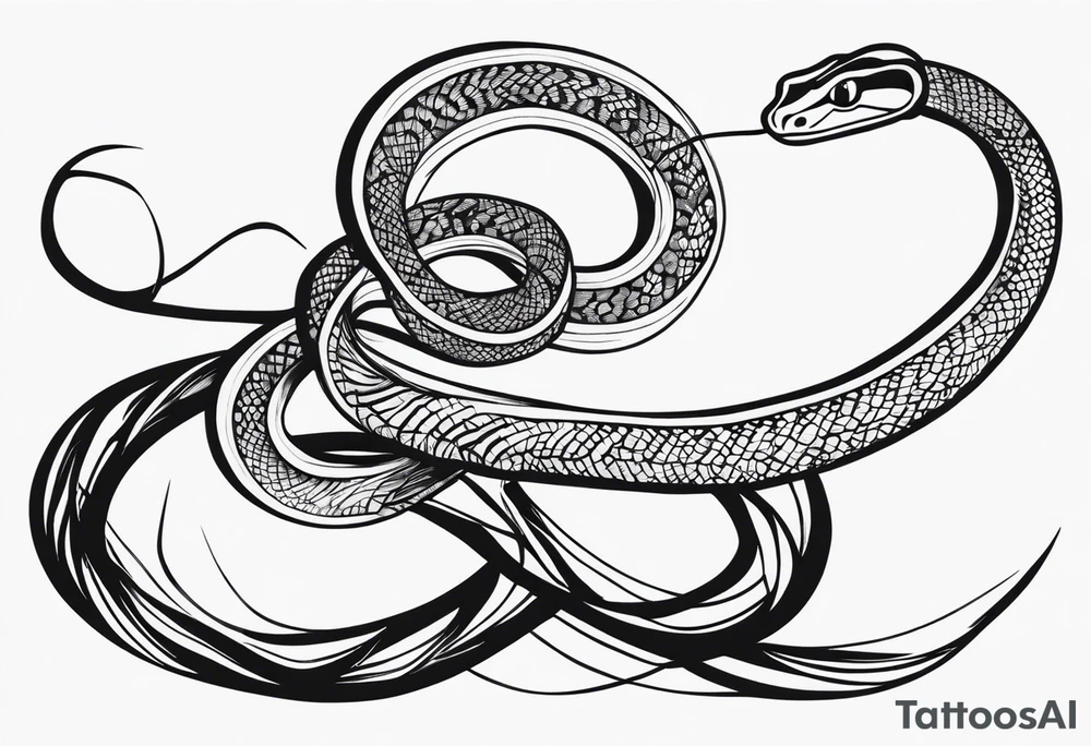 snake coiled around a branch tattoo idea