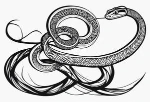 snake coiled around a branch tattoo idea