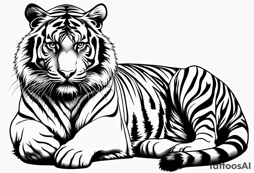 full tiger body crouching tattoo idea
