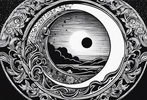 crescent moons covering half of the sun tattoo idea