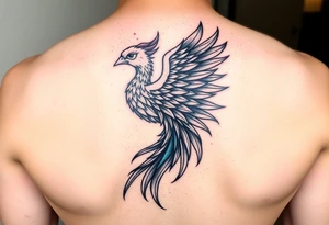 A feminine Phoenix in a rainbow of colors tattoo idea