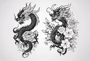 chinese drargon with flowers tattoo idea
