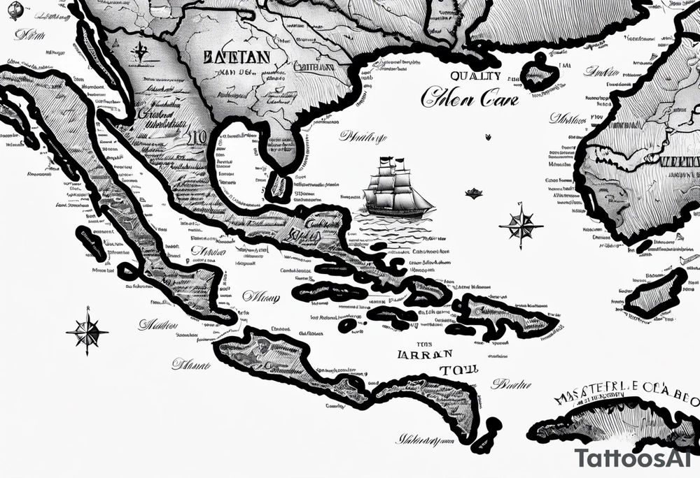 map of the eastern Caribbean tattoo idea