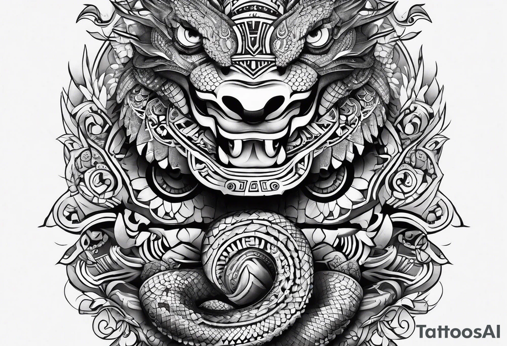 aztec snake sleeve tattoo idea