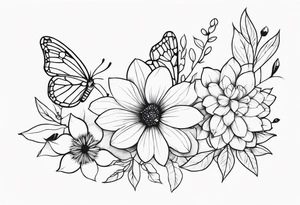 flowers and butterflies tattoo idea