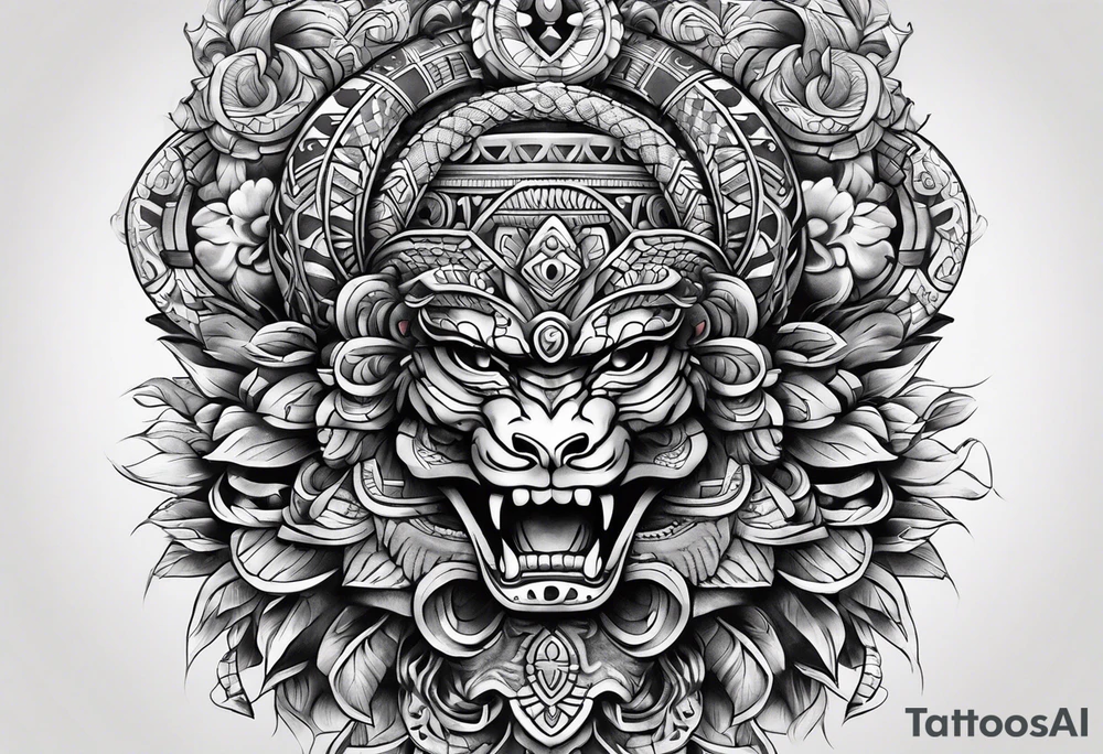 aztec snake sleeve tattoo idea