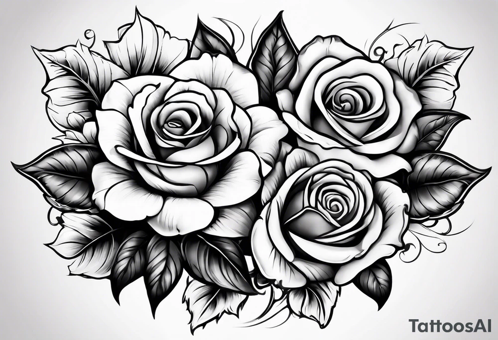 2 violets and 1 rose tattoo idea