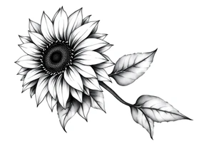 Sunflower with stem and leaves tattoo idea