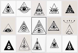Abstract third eye in a pyramid tattoo idea