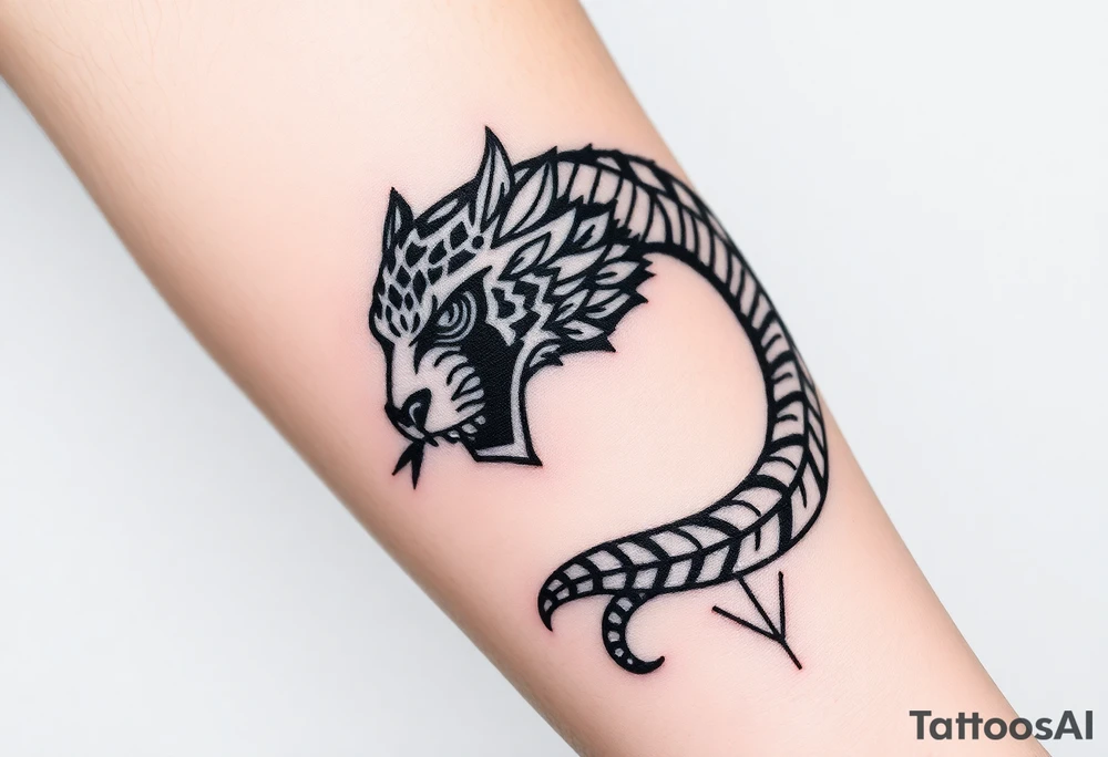 Snake tiger crane monkey tattoo idea