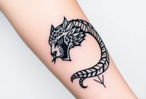 Snake tiger crane monkey tattoo idea