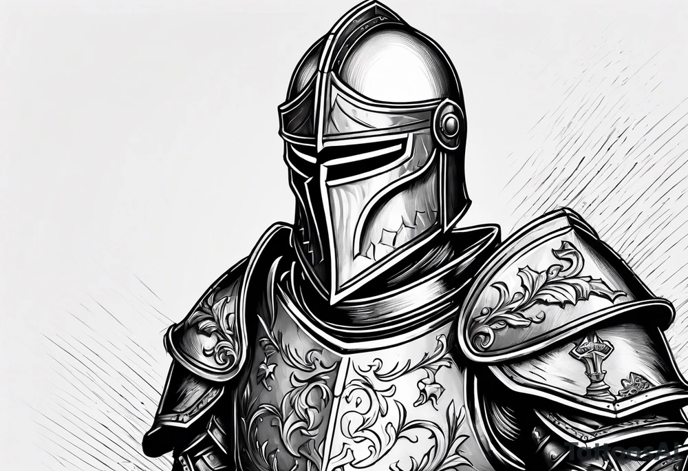 knight with heavy armor and shield tattoo idea