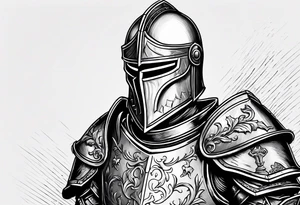 knight with heavy armor and shield tattoo idea