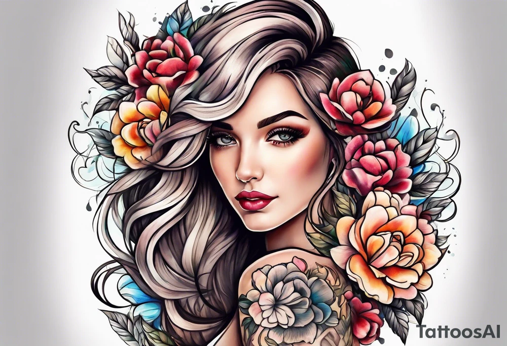 In memory of mom with flowers tattoo idea