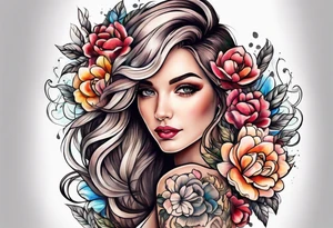 In memory of mom with flowers tattoo idea