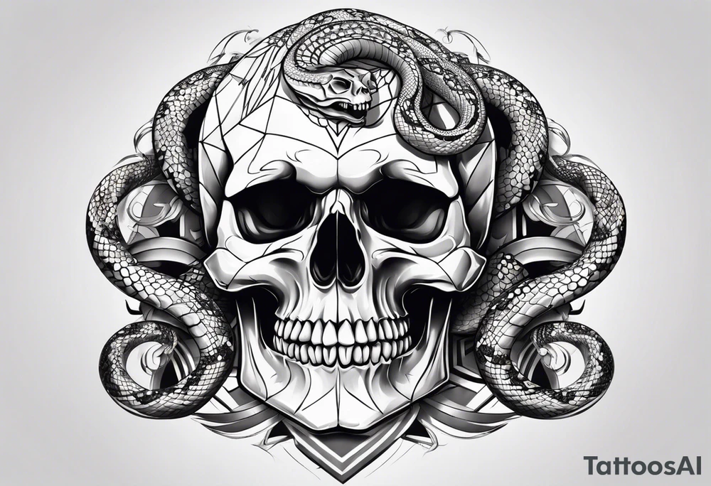 skull with snake tattoo idea