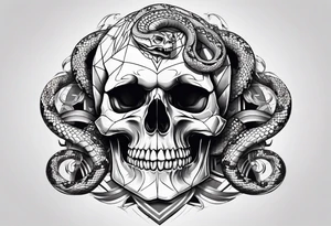 skull with snake tattoo idea