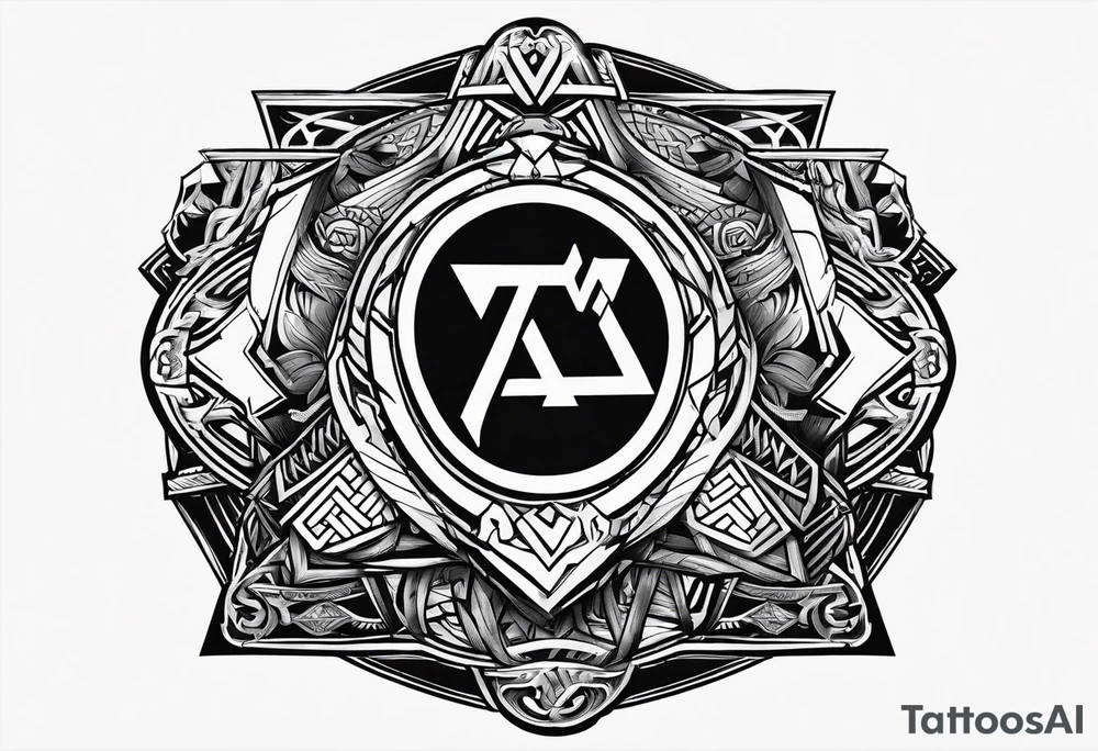 Valhalla  round 
shield axe sword valknut tattoo idea