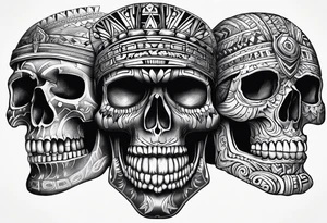 Aztec skull with open mouth tattoo idea