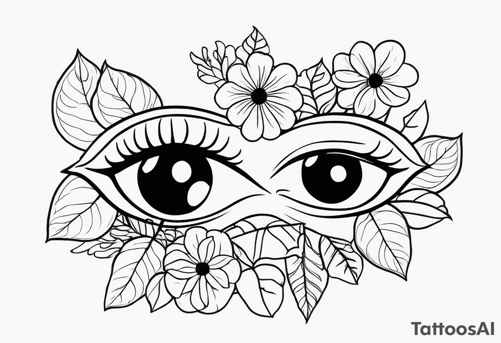 eye pumpkin flowers tattoo idea