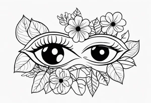 eye pumpkin flowers tattoo idea